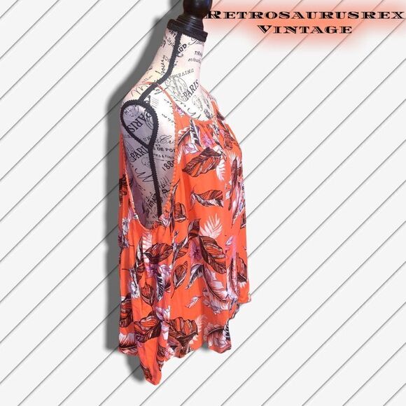 EYESHADOW Hawaiian Orange Hibiscus Oversized Flowy Tank Top, XL - Picture 2 of 6